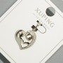 Heart Pendant Xuping with White Crystals, diameter 16x16mm, length 23.5mm, rhodium-plated