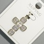 Pendant “Cross” Xuping with white crystal and rhinestones, diameter 18×24mm+ -, length 32mm+- rhodium-plated