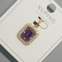 Pendant Xuping with Violet Crystal and White Rhinestones, 13×15mm +/-, length 23mm +/-, 18K Gold Plating