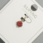 Xuping Pendant with Red Crystal, 6mm Diameter, 15mm Length, Rhodium-Plated