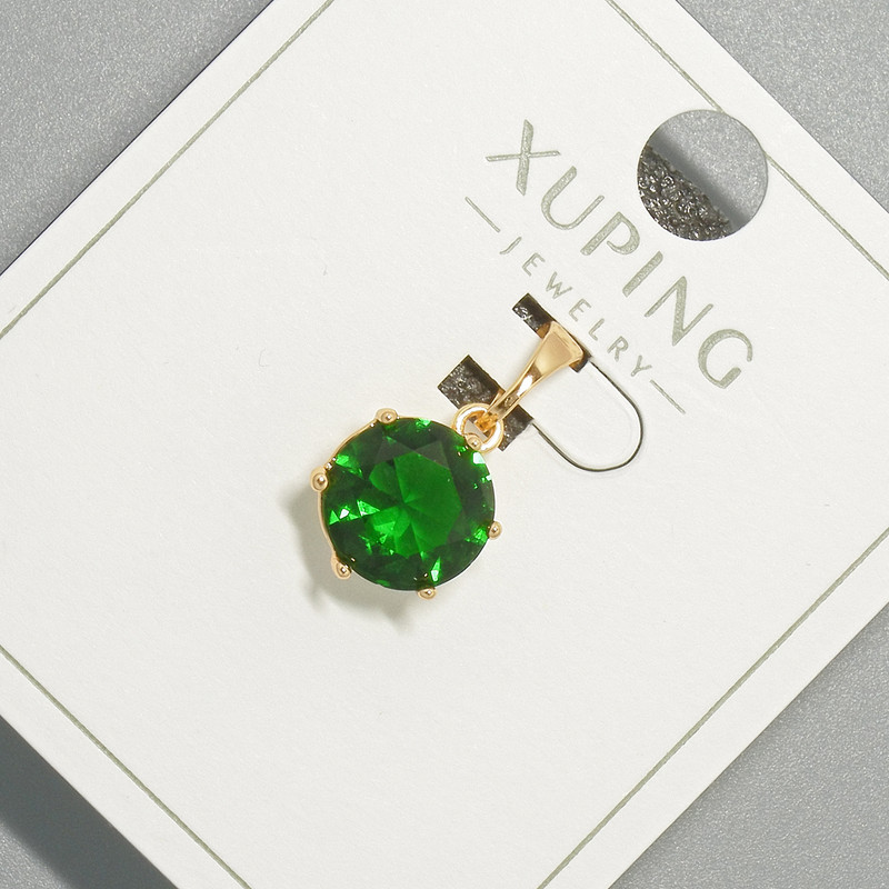 Xuping Pendant with Green Crystal, 9mm diameter +-, length 17mm+-, 18K Gold Plating