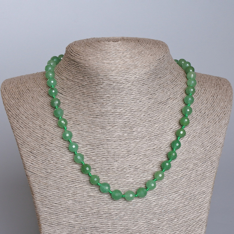 Necklace Natural Jade Granulated Beads 8 mm Diameter ±, Length 48 cm ±