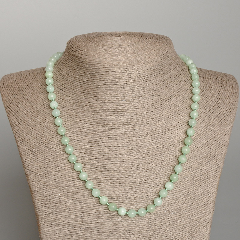 Amazonite Necklace natural stone smooth round beads 6.5mm diameter, length 50cm