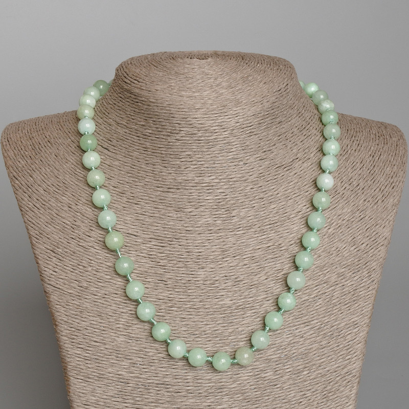 Amazonite Necklace, natural stone, smooth round beads, diameter 8.5 mm ±, length 50 cm ±