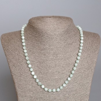 Angelite Bead Necklace - Natural Stone, Faceted Round Beads 6mm, Length 49cm