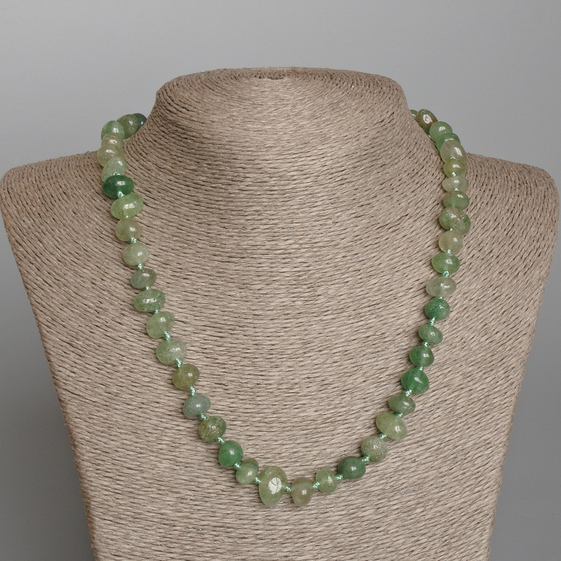 Necklace of Natural Jade Beads, tumbled round 10x7mm, length 50cm