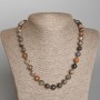 Necklace of natural sunstone smooth bead, diameter 9.5 mm±, length 50 cm±