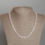 Cat's Eye Necklace White Smooth Beads, 6.5mm diameter, length 48cm ±