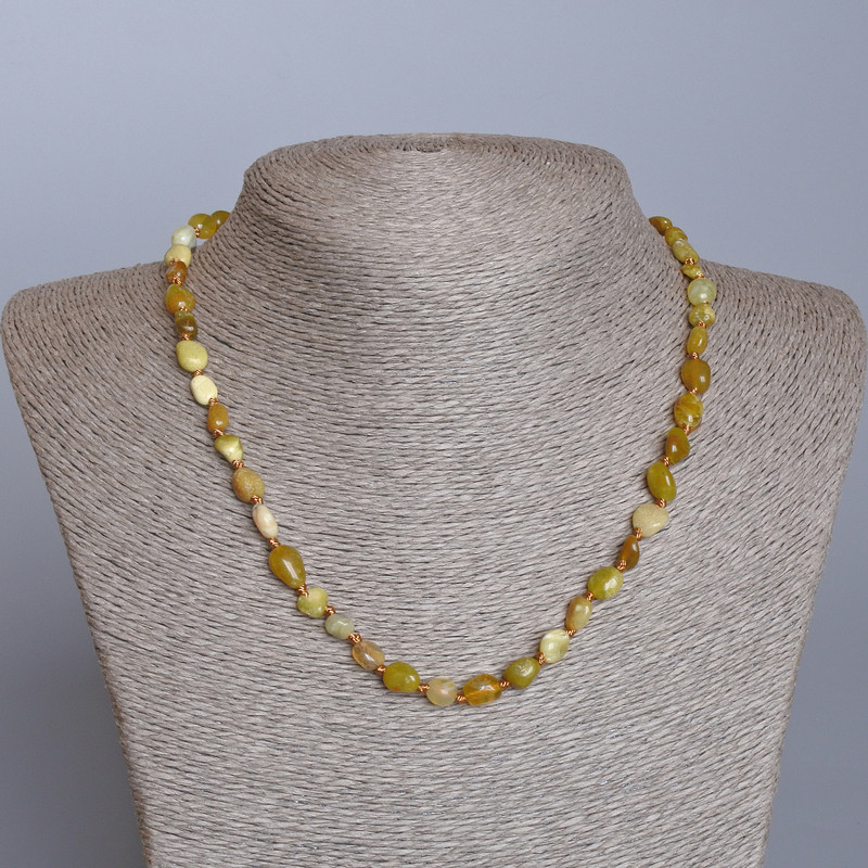 Necklace Yellow Jadeite natural stone faceted beads, diameter 6x8mm, length 48cm