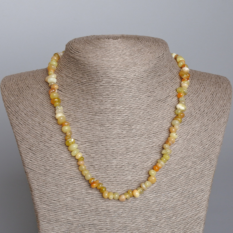 Necklace Yellow Agate Natural Stone Faceted, diameter 7×5mm±, length 47cm±