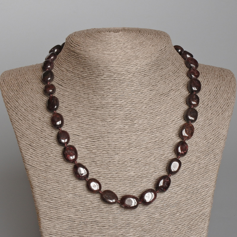 Garnet Necklace, natural stone, faceted beads, diameter 12x14mm, length 51 cm