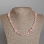 Necklace of Pink Quartz Natural Stone Tumbled Beads, 11×6 mm, length 46 cm