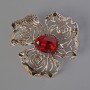 Brooch Pendant Flower Red Crystal Silver-tone Metal 52x52mm