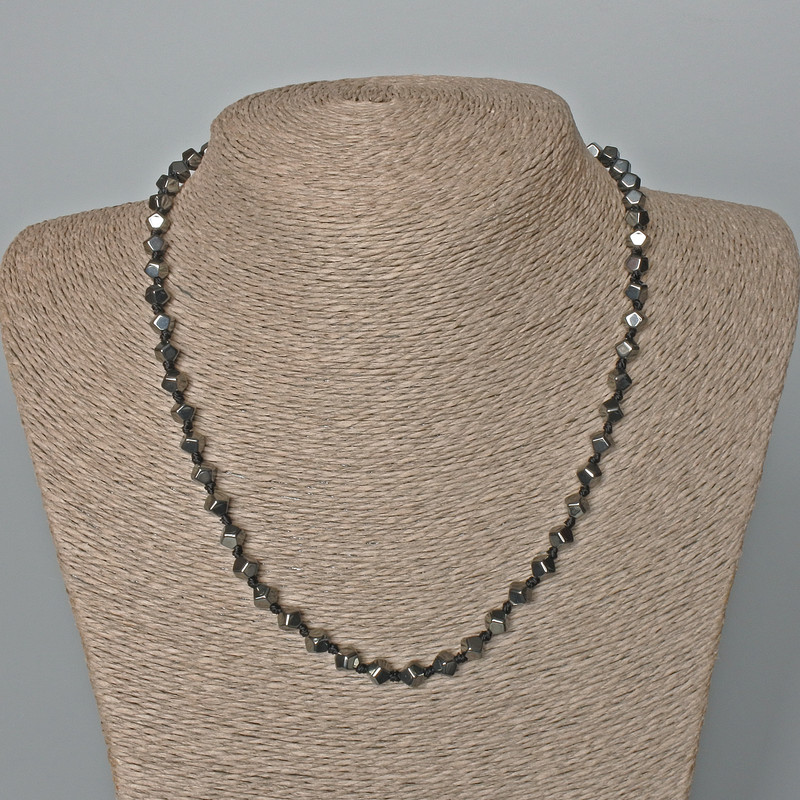 Hematite Necklace Geometric, 4x4mm facets, length 46 cm