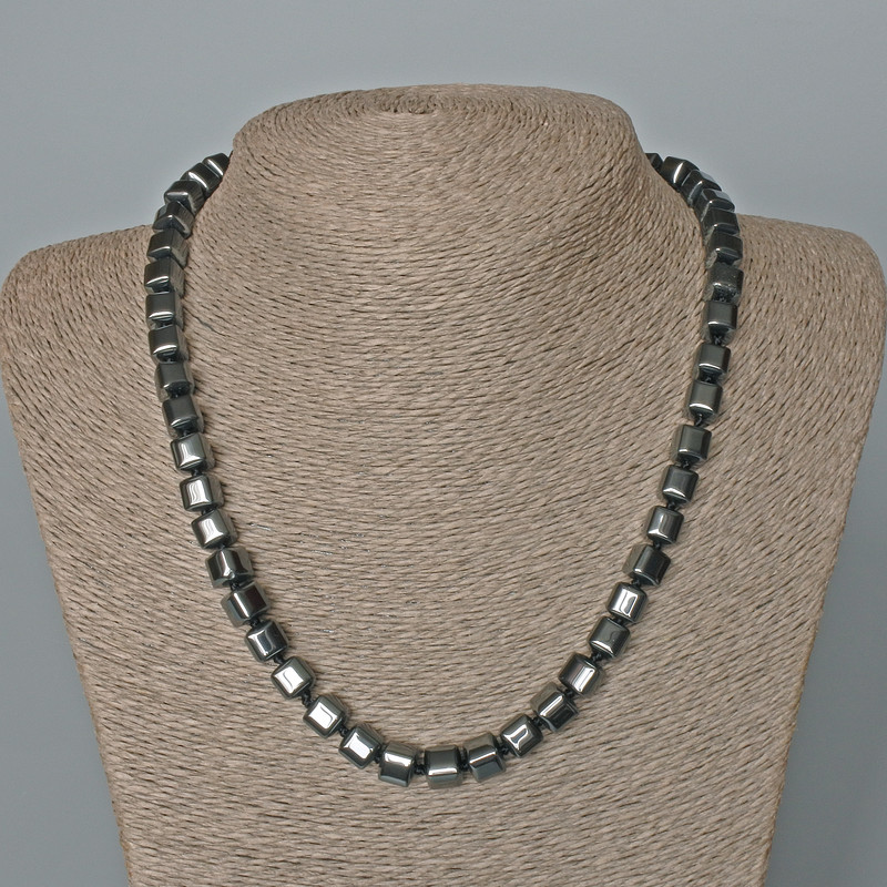 Hematite Bead Necklace Cube, diameter 8mm ±, length 48cm ±