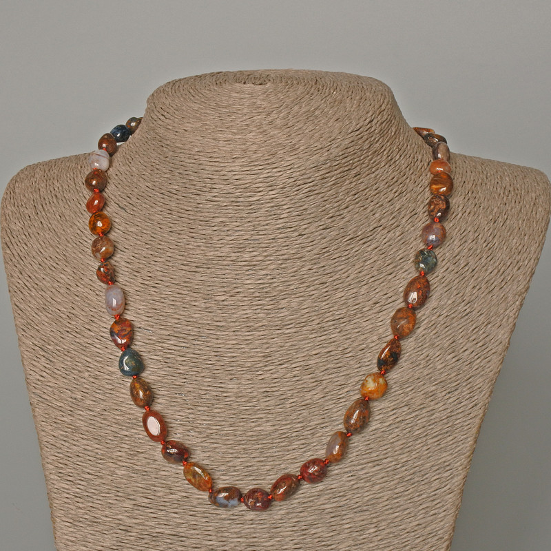Petersite Natural Stone Bead necklace, faceted, 7x10mm, length 49cm