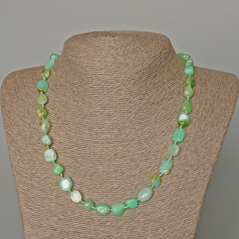 Chrysoprase Necklace, natural gemstone faceted beads, diameter 9x11mm, length 50cm