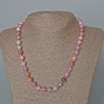 Colored Jadeite Bead Necklace, Smooth Round Beads 8.5 mm, length 49 cm