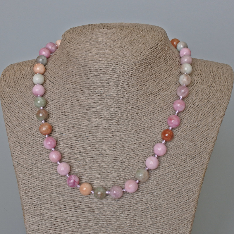Colored Jadeite Beads Smooth Round Balls, 10 mm diameter, length 49 cm
