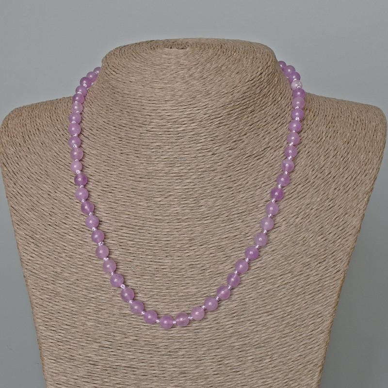 Amethyst Necklace (artificially toned quartz) smooth bead, diameter 6.5mm±, length 47cm±