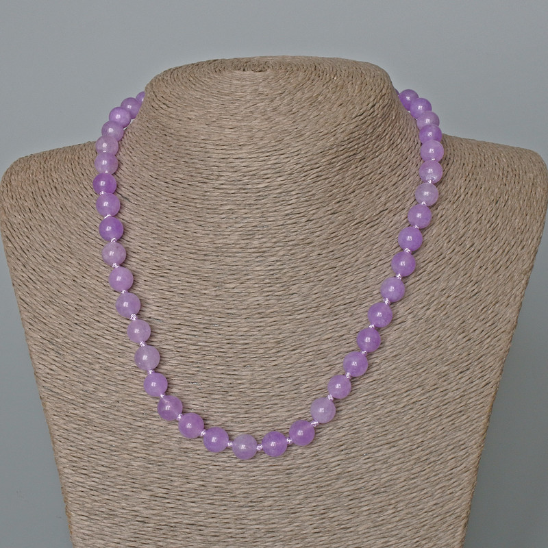 Amethyst Necklace (faceted Quartz) Smooth Bead, diameter 8.5mm±, length 47cm±
