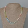 Morganite Necklace with Natural Stone, Smooth Beads, 8.5 mm dia, length 48 cm