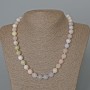 Morganite Necklace with Natural Stone, faceted beads, 10mm diameter, length 49cm