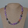 Charoite Necklace, natural stone, faceted beads, 11×14 mm, length 49 cm
