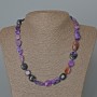 Charoite Necklace, natural stone, faceted beads, 11×14 mm, length 49 cm