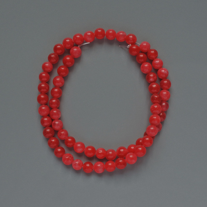 Turmaline Beads (artificial) smooth round bead, diameter 6mm±, length 38cm ± on fishing line