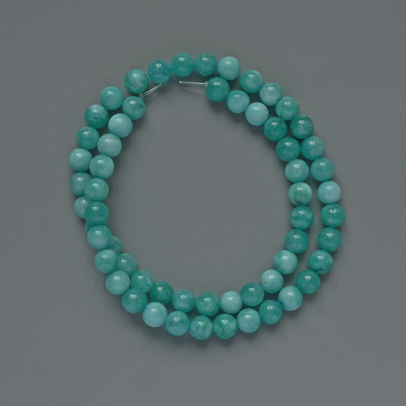 Amazonite Beads (single) smooth round, diameter 6.5mm±, length 36cm ± on thread