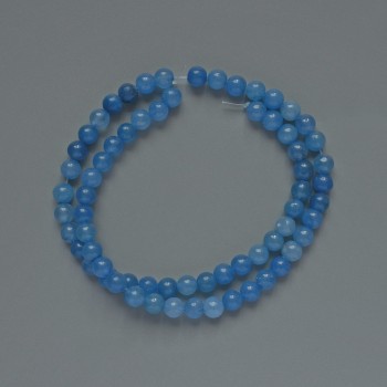 Aquamarine Beads (single) smooth round bead, diameter 6mm±, length 37cm ± on fishing line