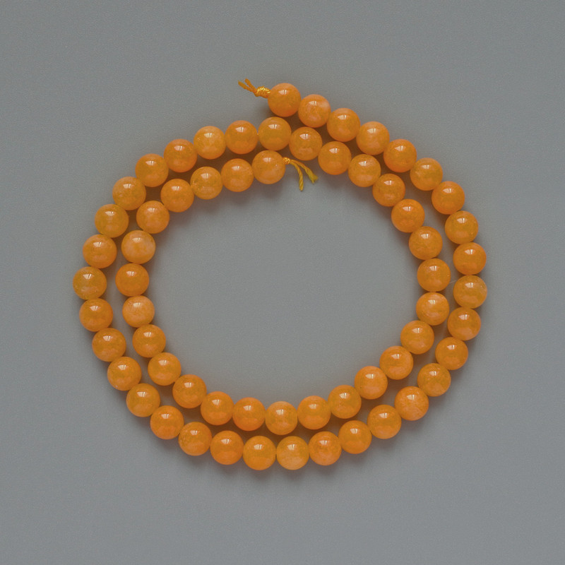 Beads Citrine Synthetic Round Bead, diameter 6.5mm, length 38cm on thread