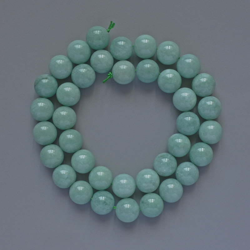 Amazonite Beads natural stone smooth ball, diameter 10mm±, length 38cm ± on thread