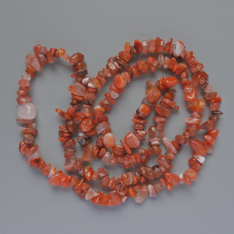Carnelian Beads natural stone chip, diameter 8x4mm, length 78cm on fishing line