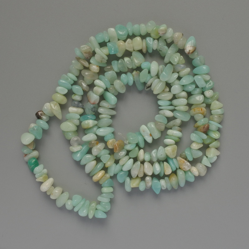 Amazonite Beads natural stone fragments, diameter 7x3mm±, length 80cm± on fishing line