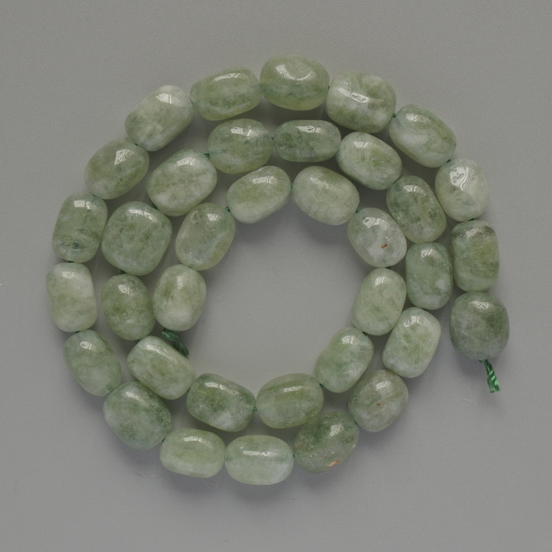 Jadeite Beads Natural Stone Cabochon Cut, 7x11mm, 38cm Length on Thread