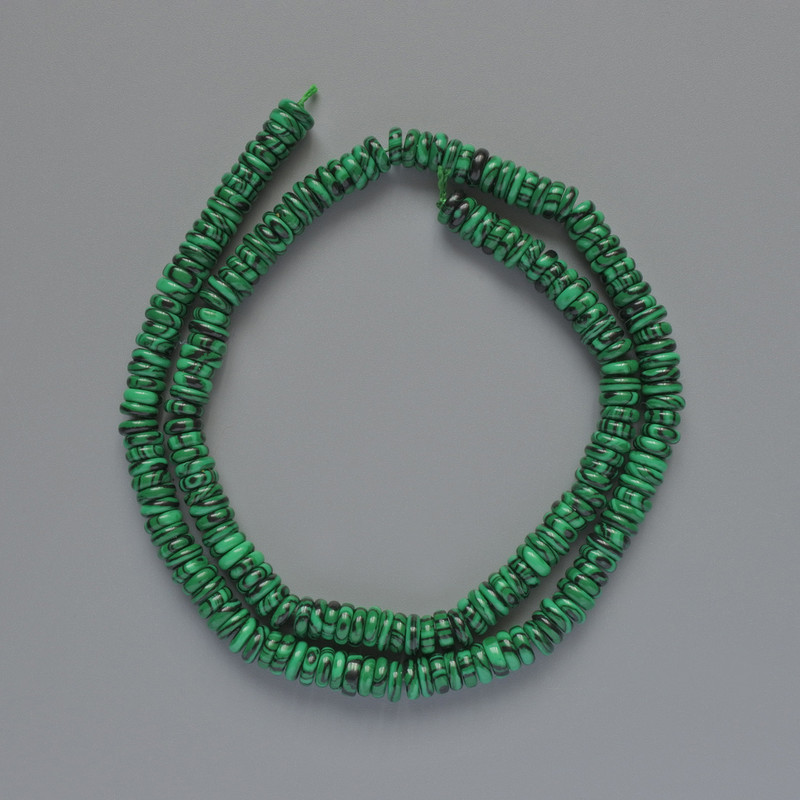 Malachite Beads (un faceted) smooth rondelle, 6x2mm diameter, length 39cm on thread