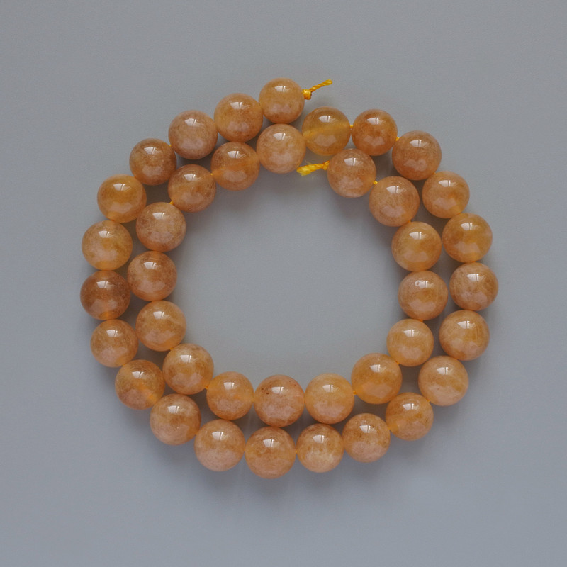 Calcite Beads Smooth Sphere 10mm Diameter, Necklace Length 39cm on Thread