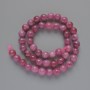 Tourmaline Rubellite Beads natural stone smooth sphere, diameter 8mm±, length 39cm ± on thread