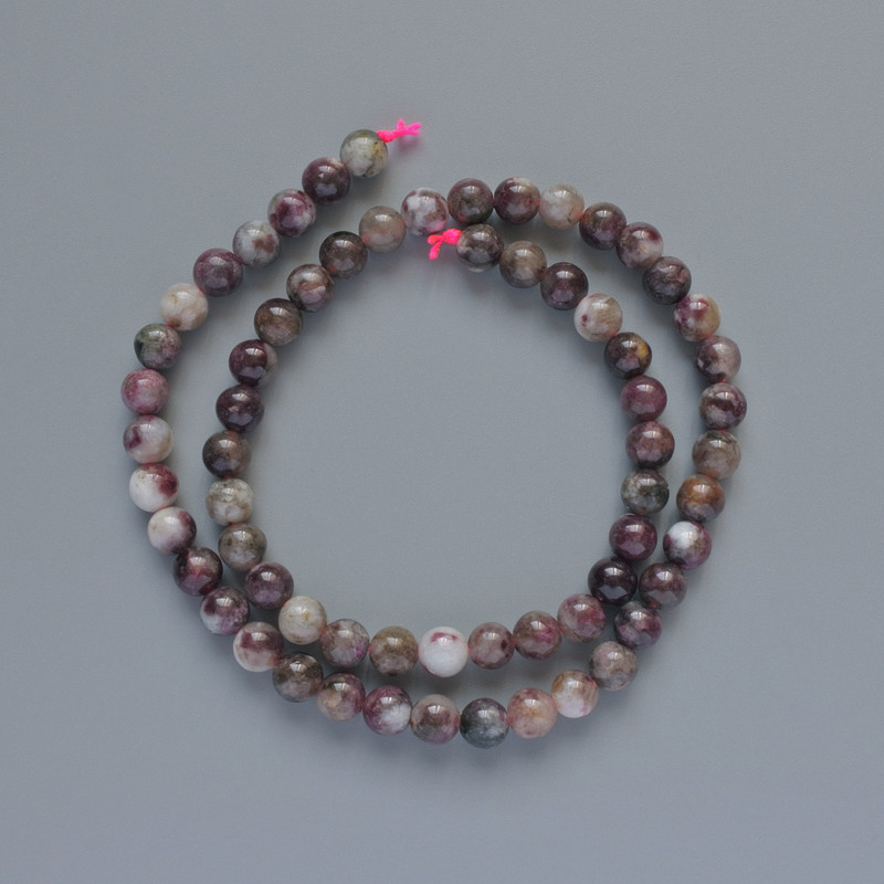 Natural Tourmaline Beads smooth round 6mm diameter, length 39cm on thread