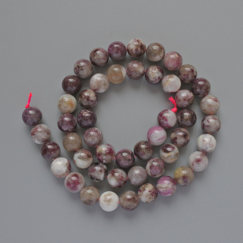 Natural Tourmaline Beads, smooth round beads 8mm diameter, 40cm length, on a thread