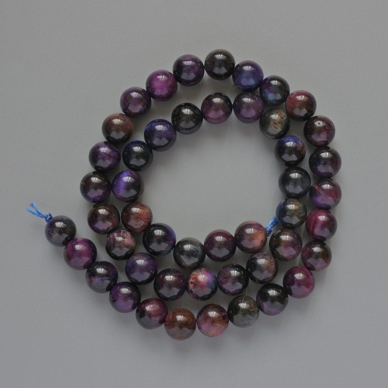 Cat's Eye Beads Multicolor Natural Stone Smooth Round, diameter 8.5 mm±, thread length 38 cm±