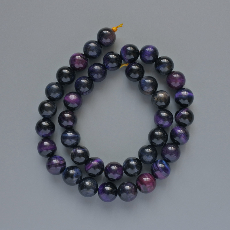 Cat's Eye Beads Multicolor Natural Stone Smooth Ball, diameter 10mm, length 39cm on thread