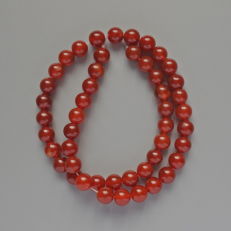 Carnelian Beads Natural Stone Smooth Round 8mm Diameter ±, Length 36cm ± on Monofilament