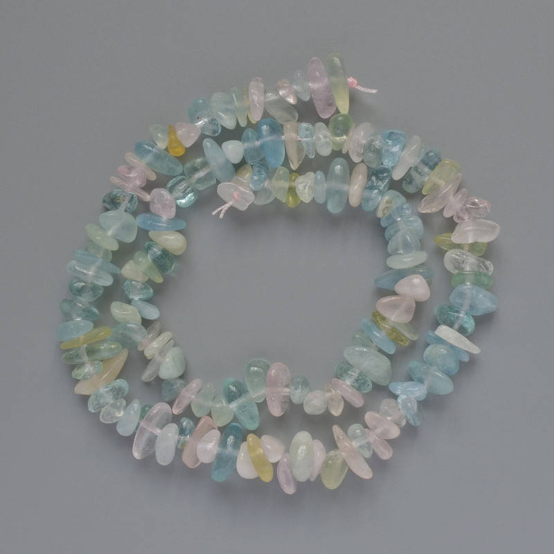 Morganite Beads natural stone chip, 8x3 mm diameter+, thread length 41 cm ±