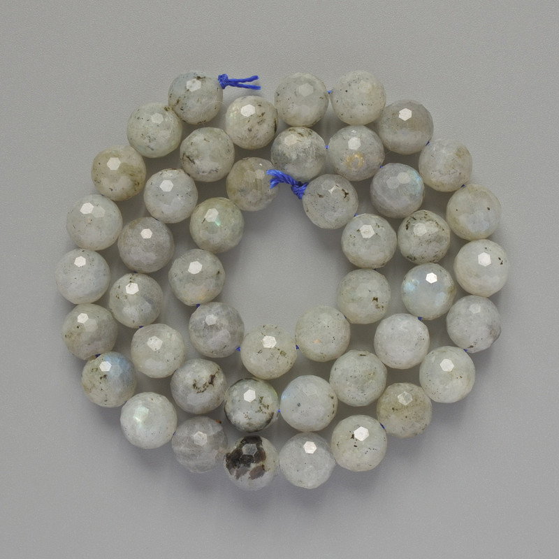 Labradorite Beads, natural stone, faceted round bead, 8mm diameter, length 38 cm on a thread