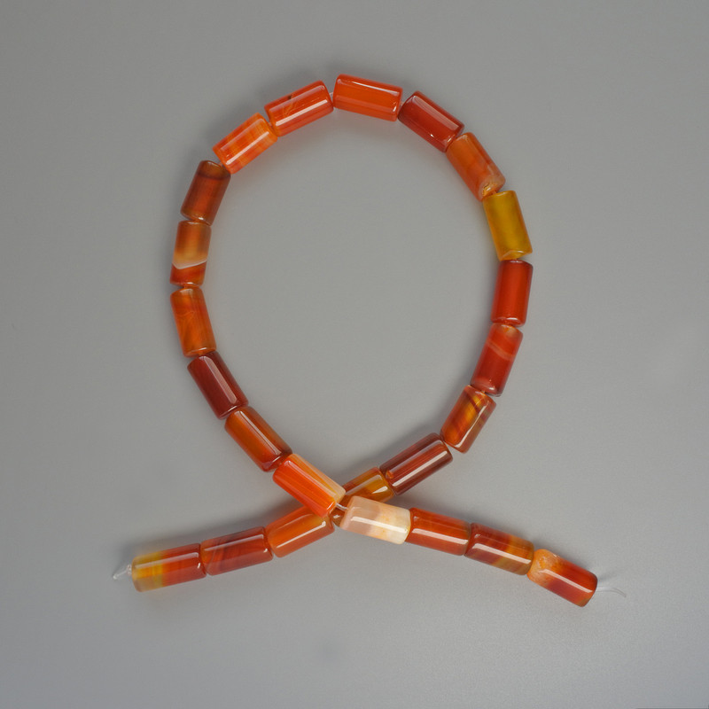 Orange Agate Beads natural stone cylinder, diameter 8×16mm ±, length 38cm ± on fishing line