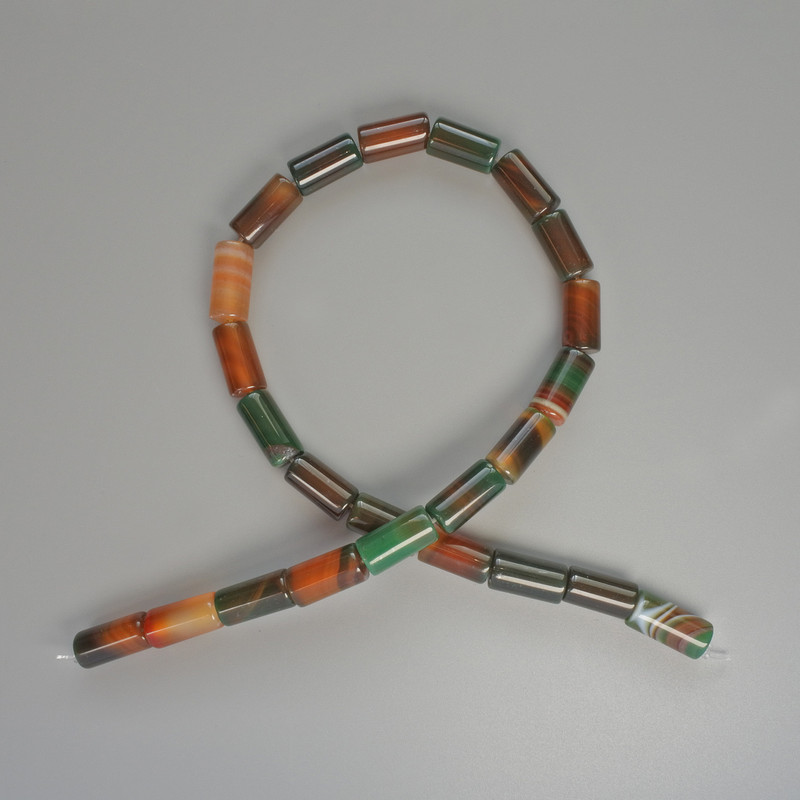 Brazilian Agate Beads natural stone cylinder beads, 8×16 mm diameter, length 38 cm ± on fishing line
