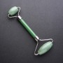 Natural Jade Stone Massager, 14 cm, Silver Metal